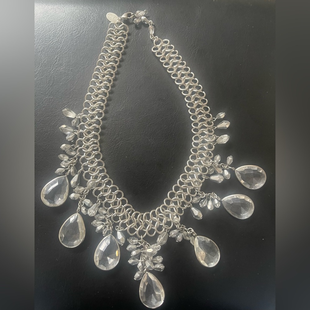 Vintage White House Black Market Silver Crystal Necklace